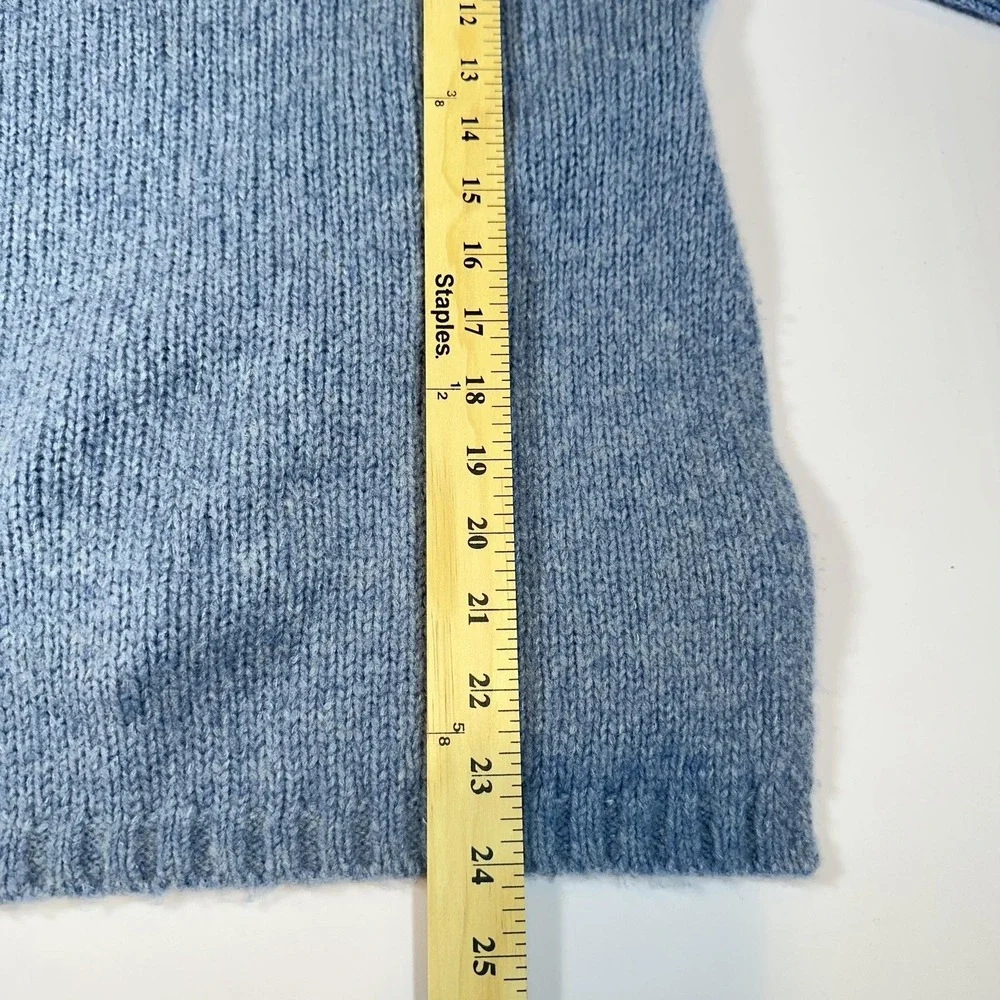 St Agni Wool Cashmere Sweater Open Back‎ Tie Mock Neck Blue XS Minimalist Luxury